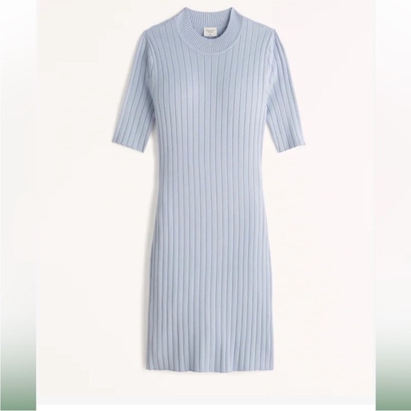 Abercrombie & Fitch Mockneck Mini Sweater Dress Size Small Petite Pastel Blue - Picture 1 of 6